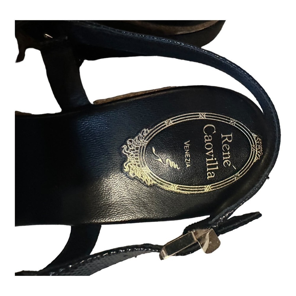 Rene Caovilla Pearly Leather Wedge Sandal, Black - Picture 6 of 10
